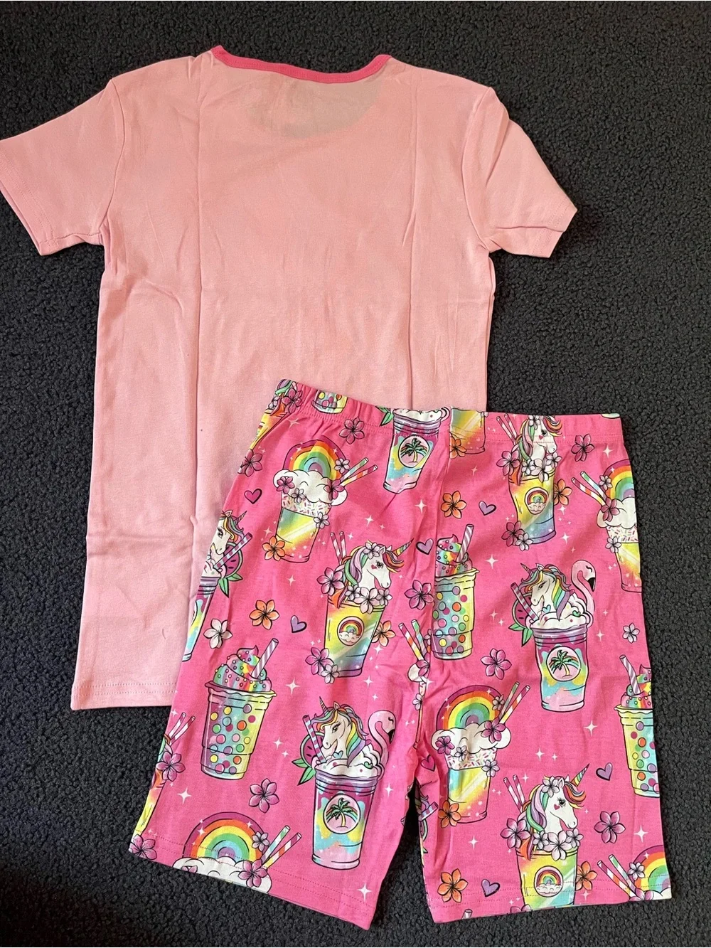 Kids Pink Unicorn Rainbow Short Sleeve Pajama Set - PJ Brand